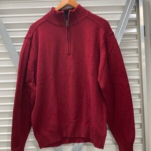 Oscar de la Renta Red Zip Up Sweater